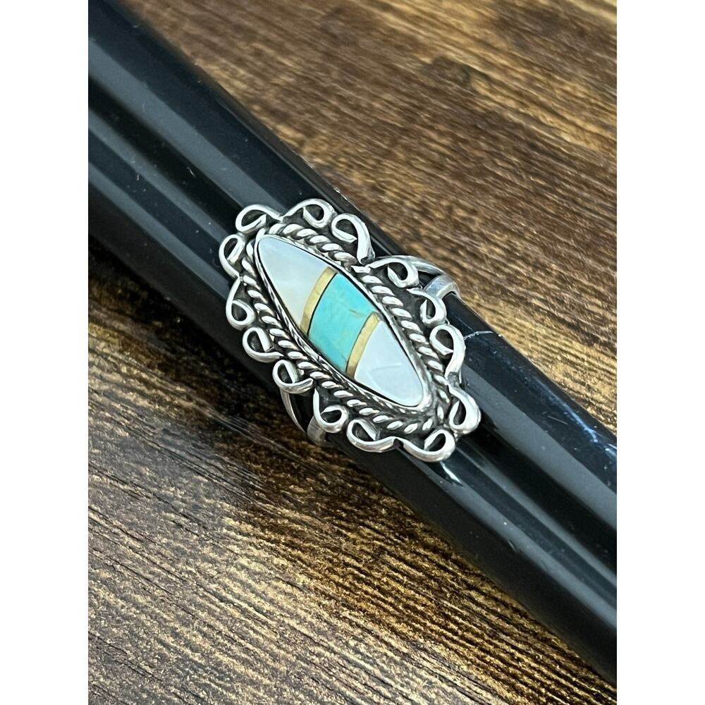 VTG Navajo Signed AT (Abel Toledo or Angie Tom?) Sterling Silver Ring Sz 8.5